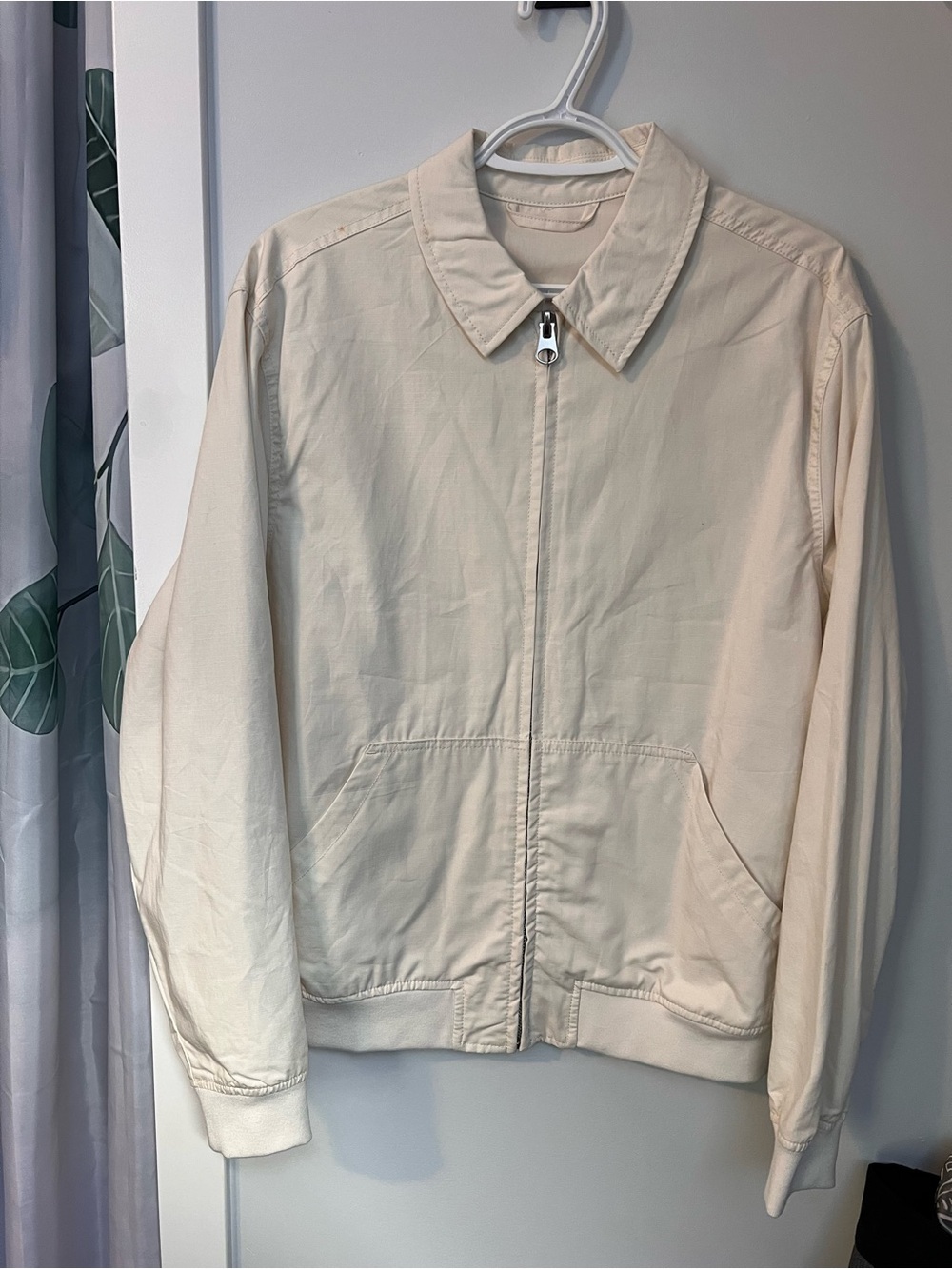 Zara Cream Zip Bomber Jacket